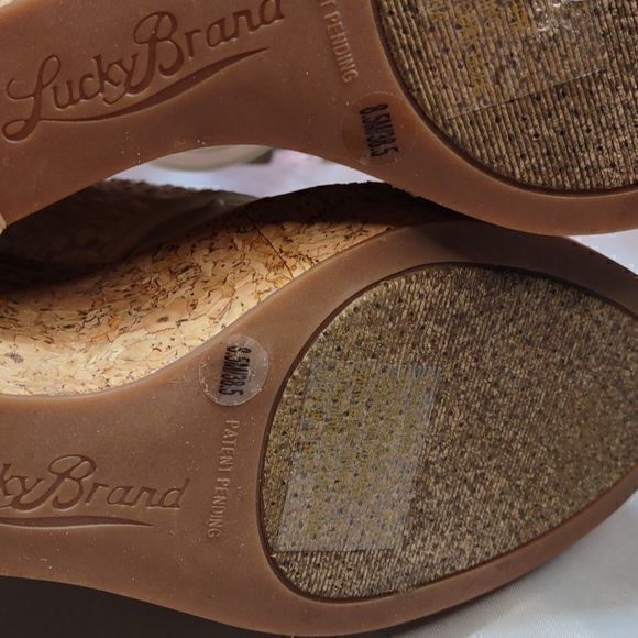 Lucky‎ Brand Raziah Cork Wedges Cream Crochet -Never Worn- Sz 8.5M/ - Picture 9 of 13